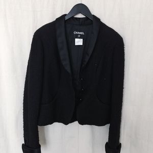 Authentic Chanel Structured Tweed and Silk Blazer